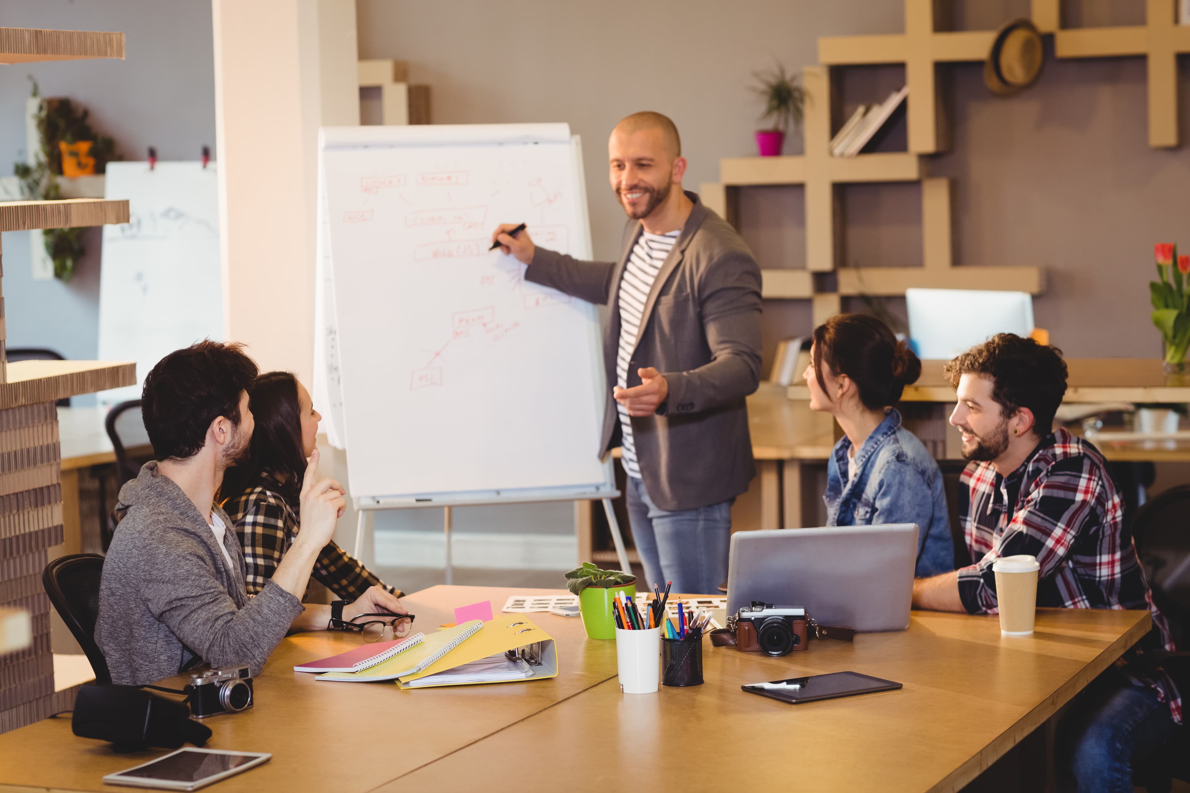 Business owner reviewing Q1 targets and performance